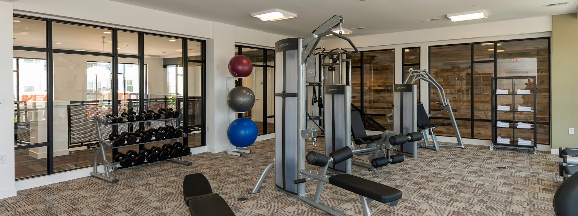 Fitness equipment at Element at Ghent in Norfolk, Virginia
