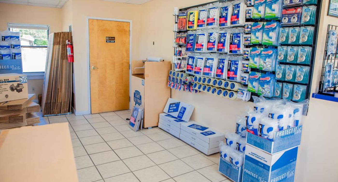 Boxes and moving supplies at Atlantic Self Storage location in Jacksonville