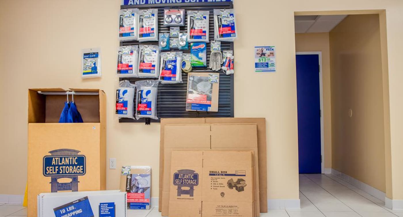 We offer boxes and moving supplies at Atlantic Self Storage location in Jacksonville