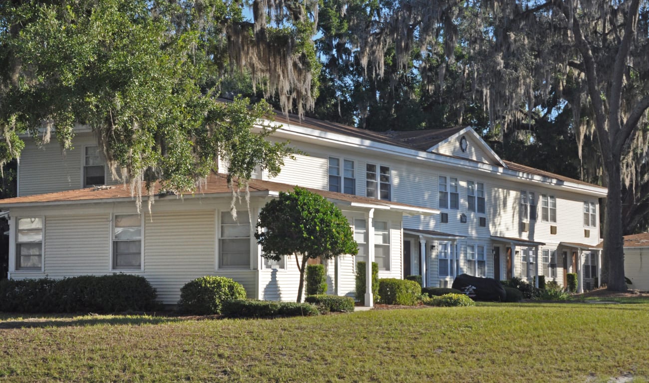 White old fashioned housing at St. Johns Landing Apartments in Green Cove Springs, Florida