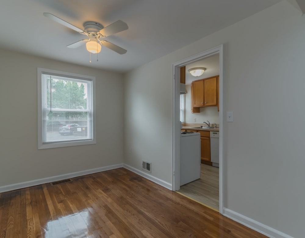 Dining room near kitchen at West Gate Townhomes in New Haven, Connecticut