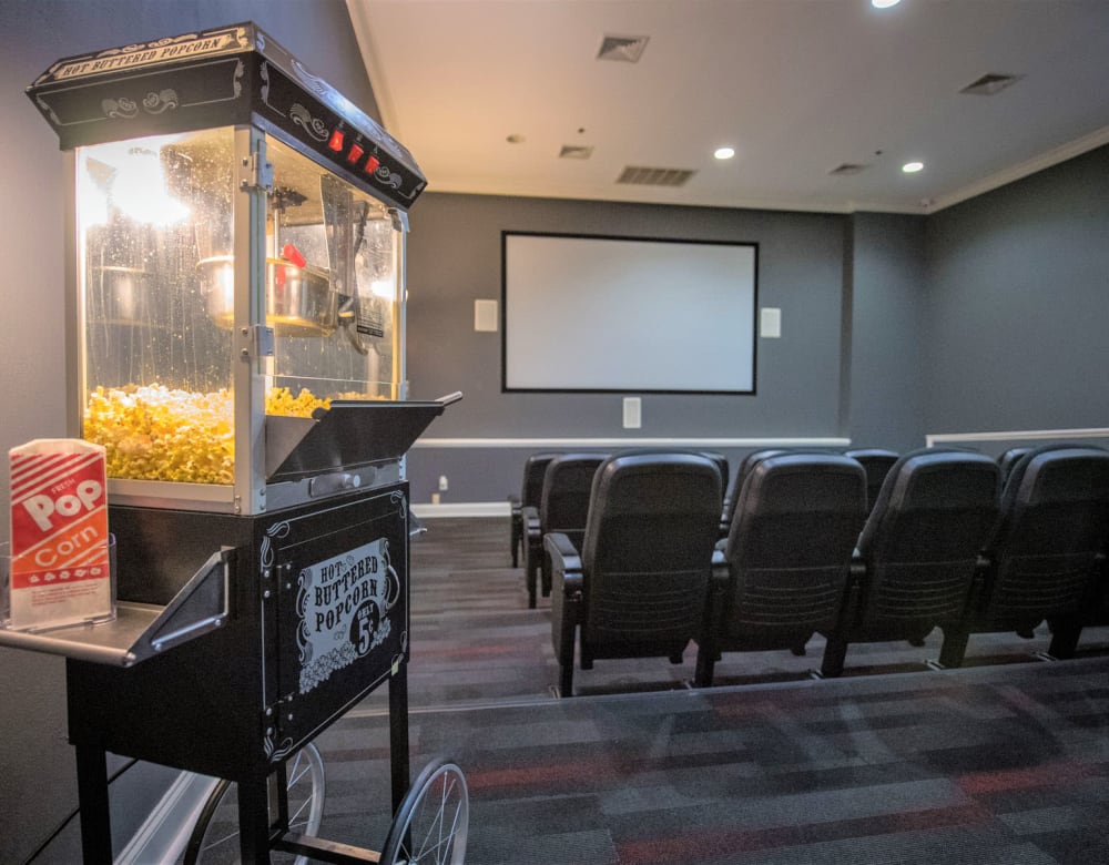 Popcorn machine in the onsite movie theater at Eagle Rock Apartments at Fishkill in Fishkill, New York