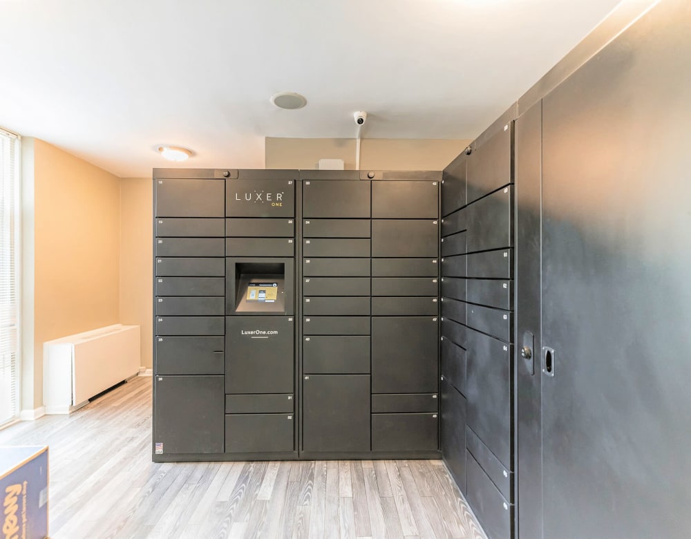 Package lockers at Merrill House Apartments in Falls Church, Virginia