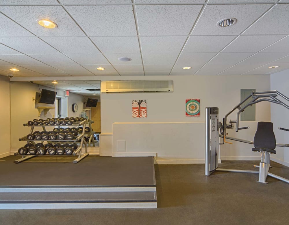 Fitness center with plenty of space at Eagle Rock Apartments at Framingham in Framingham, Massachusetts