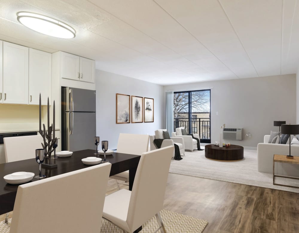 Large living room at Eagle Rock Apartments at MetroWest in Framingham, Massachusetts