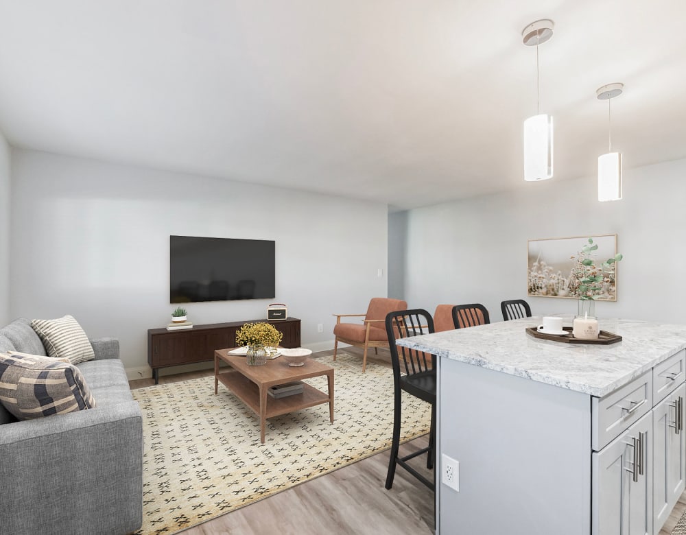 A modern living space at Brixton Lane in Levittown, New York
