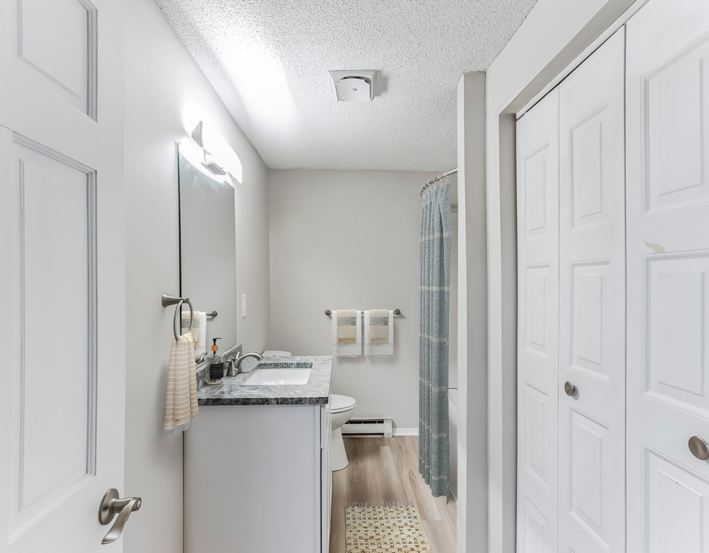 toilet and bath entrace at Pelham Townhomes in Pelham, New Hampshire