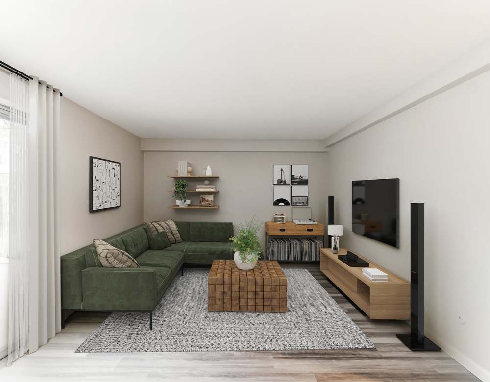 Den and family living space at Eagle Rock Apartments & Townhomes at Brighton in Brighton, Massachusetts