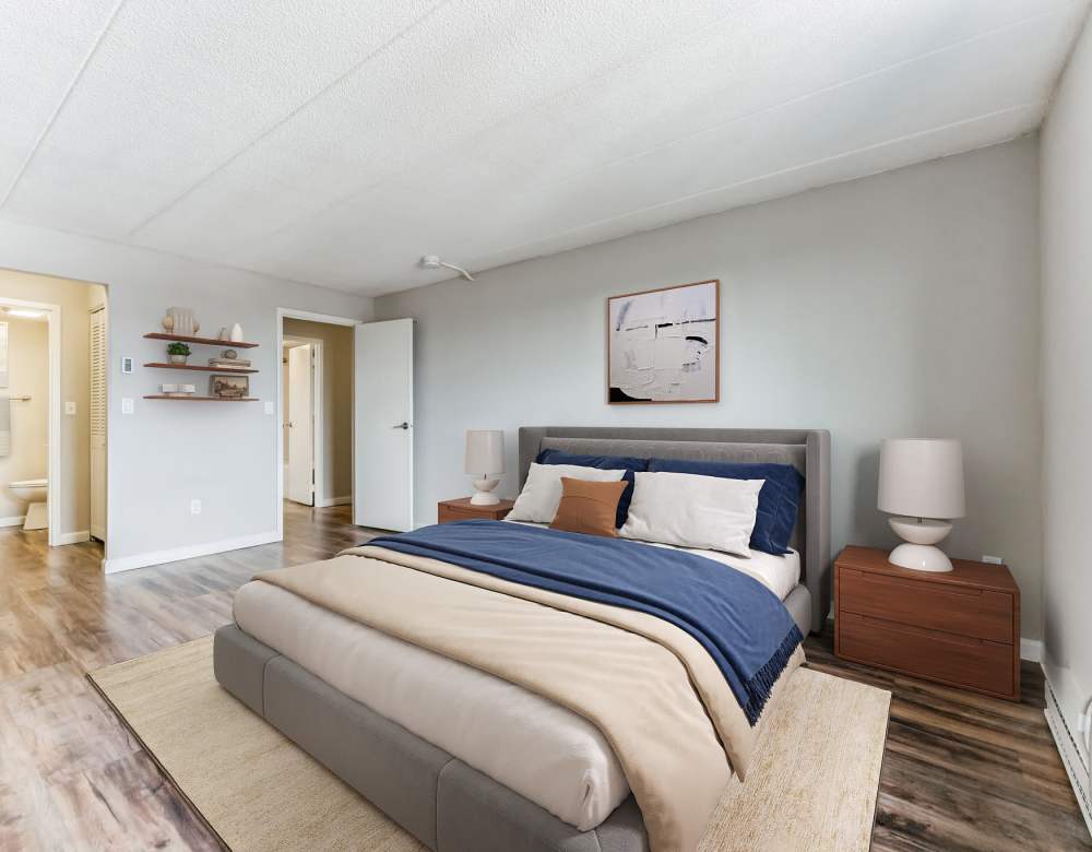 Comfortable bedrooms at Eagle Rock Apartments at MetroWest in Framingham, Massachusetts