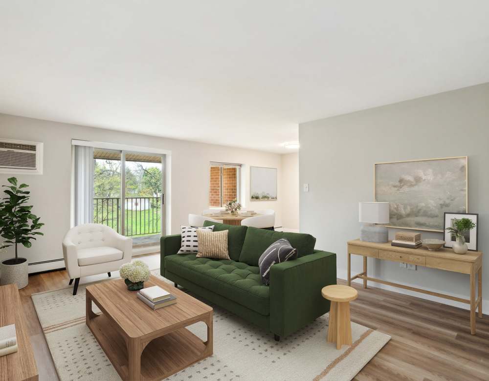 Modern styled living room at Eagle Rock Apartments at Malvern in Malvern, Pennsylvania