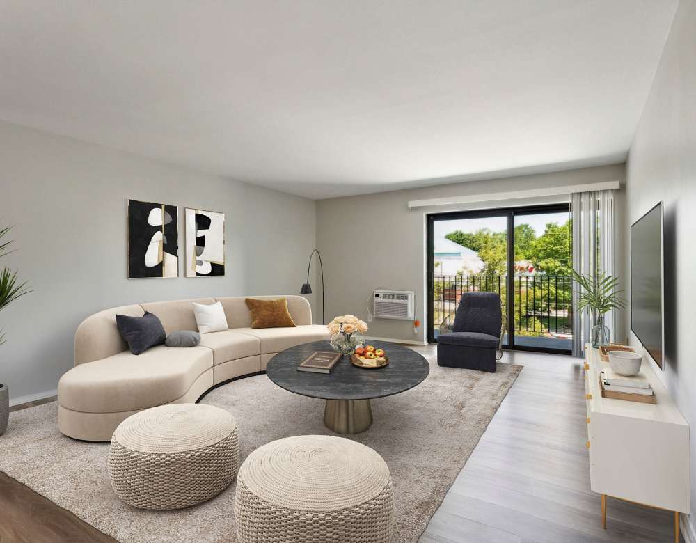 Modern Living area at Eagle Rock Apartments at Framingham memory care in Framingham, Massachusetts