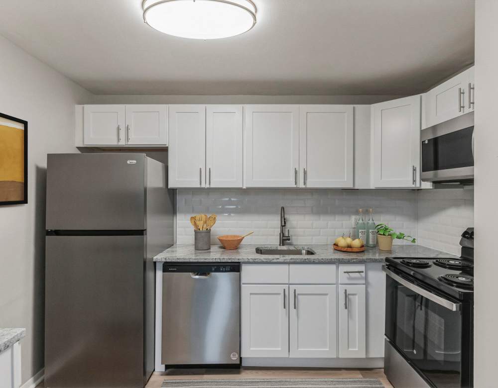 Stainless Steel Kitchen at Eagle Rock Apartments at Framingham memory care in Framingham, Massachusetts