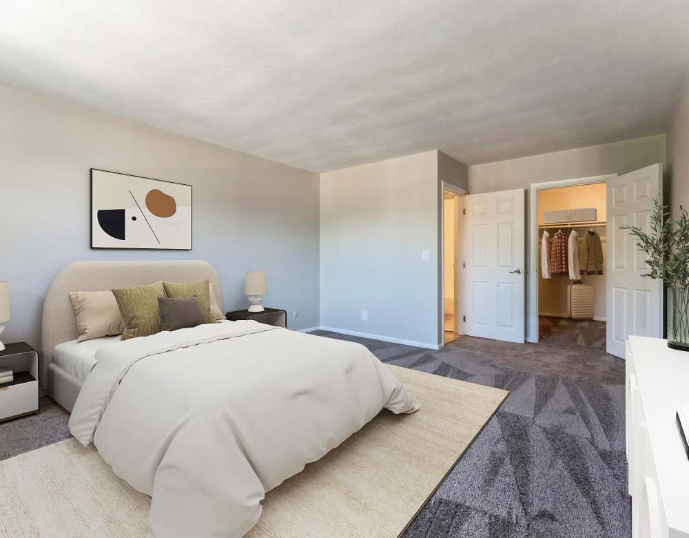 Bedroom at Eagle Rock Apartments at Framingham memory care in Framingham, Massachusetts
