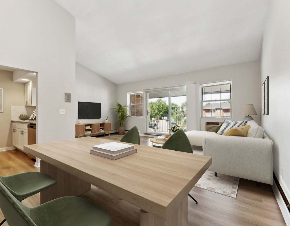 Dining table at Eagle Rock Apartments at Framingham memory care in Framingham, Massachusetts