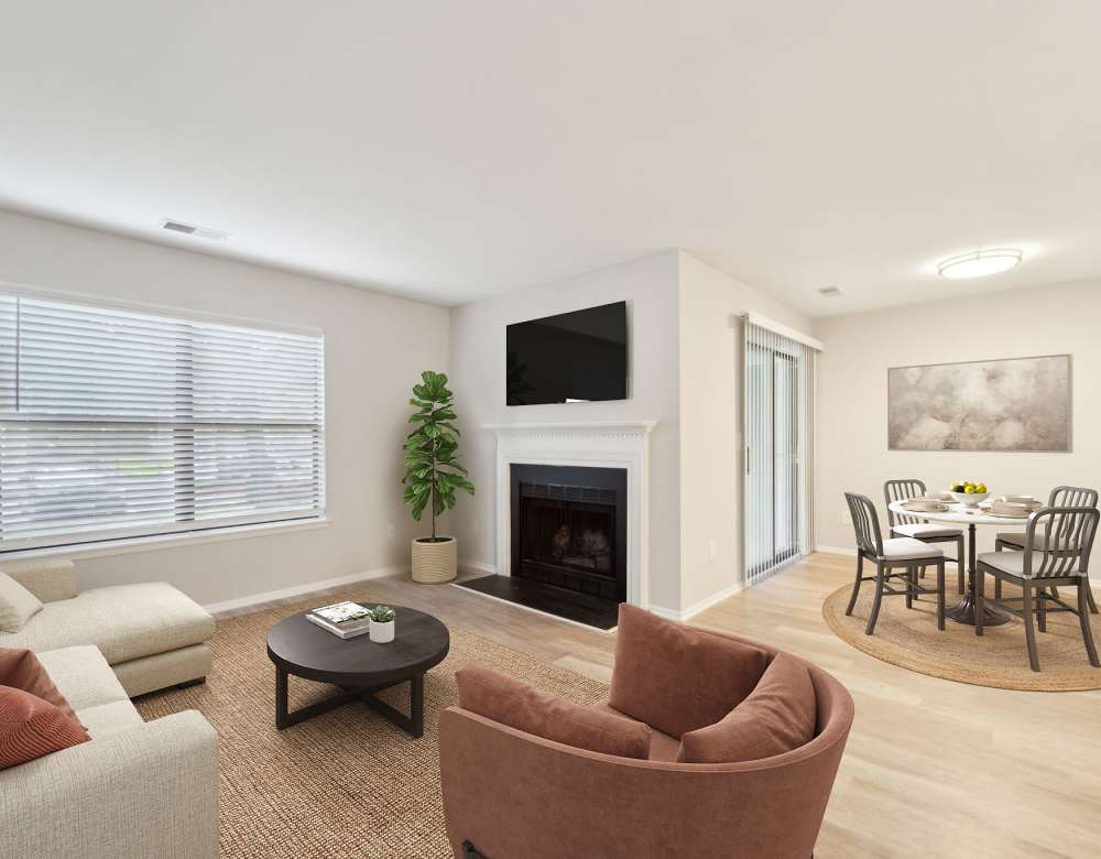 Living room area with sofa at Eagle Rock Apartments at Columbia in Columbia, Maryland