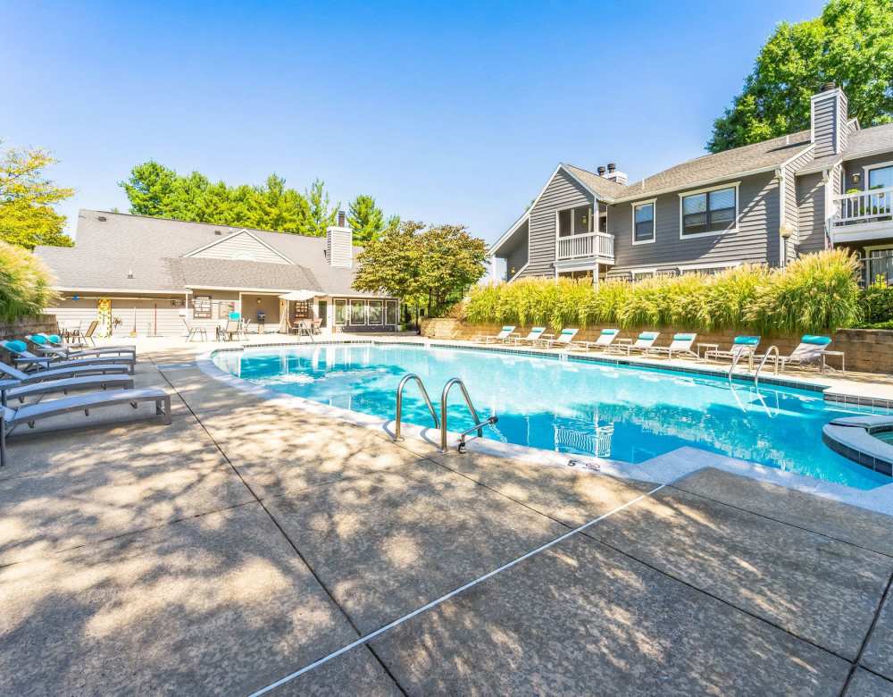 Swimming pool area at Eagle Rock Apartments at Columbia in Columbia, Maryland