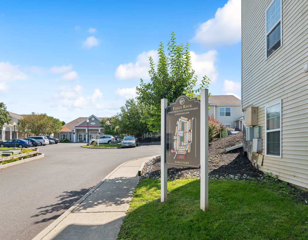 Outdoor signage at Eagle Rock Apartments & Townhomes at Rensselaer in Rensselaer, New York 