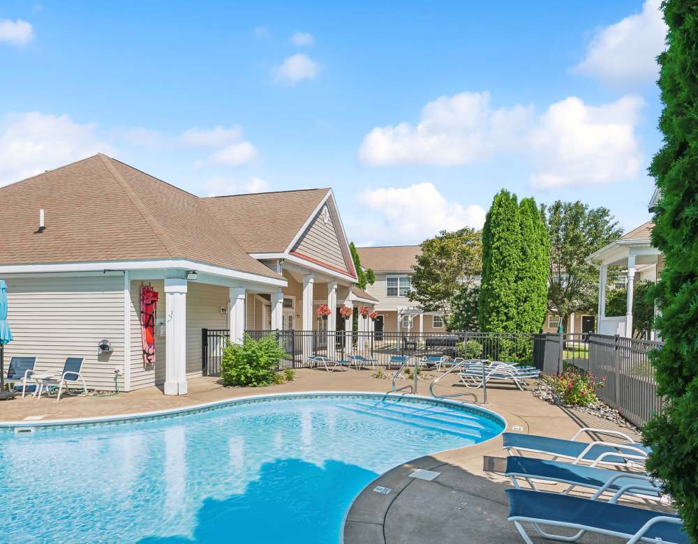 Swimming pool at Eagle Rock Apartments & Townhomes at Rensselaer in Rensselaer, New York 