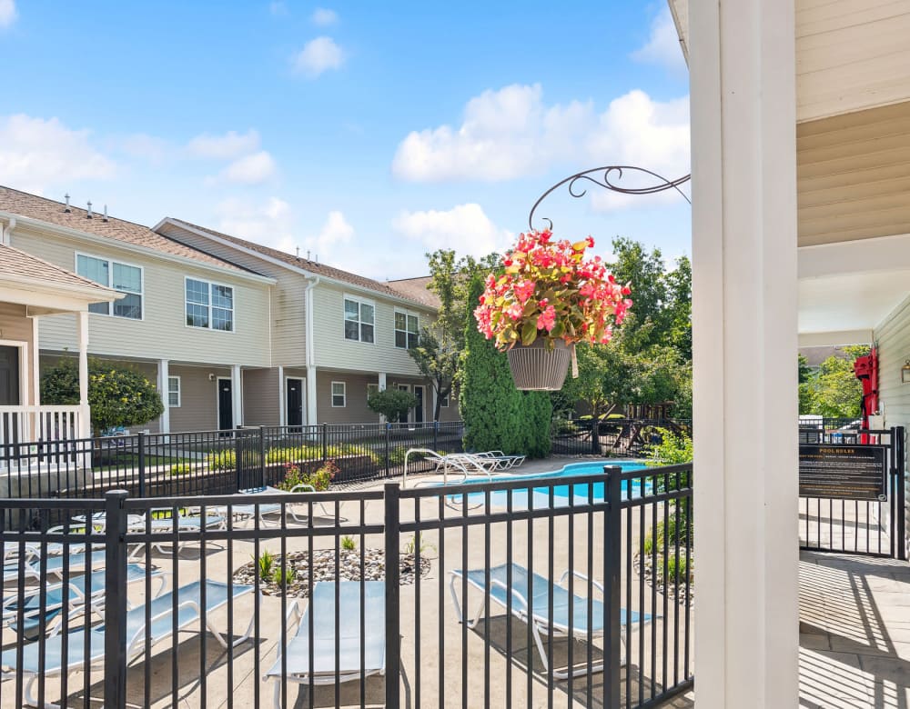 Pool and community area at Eagle Rock Apartments & Townhomes at Rensselaer in Rensselaer, New York 