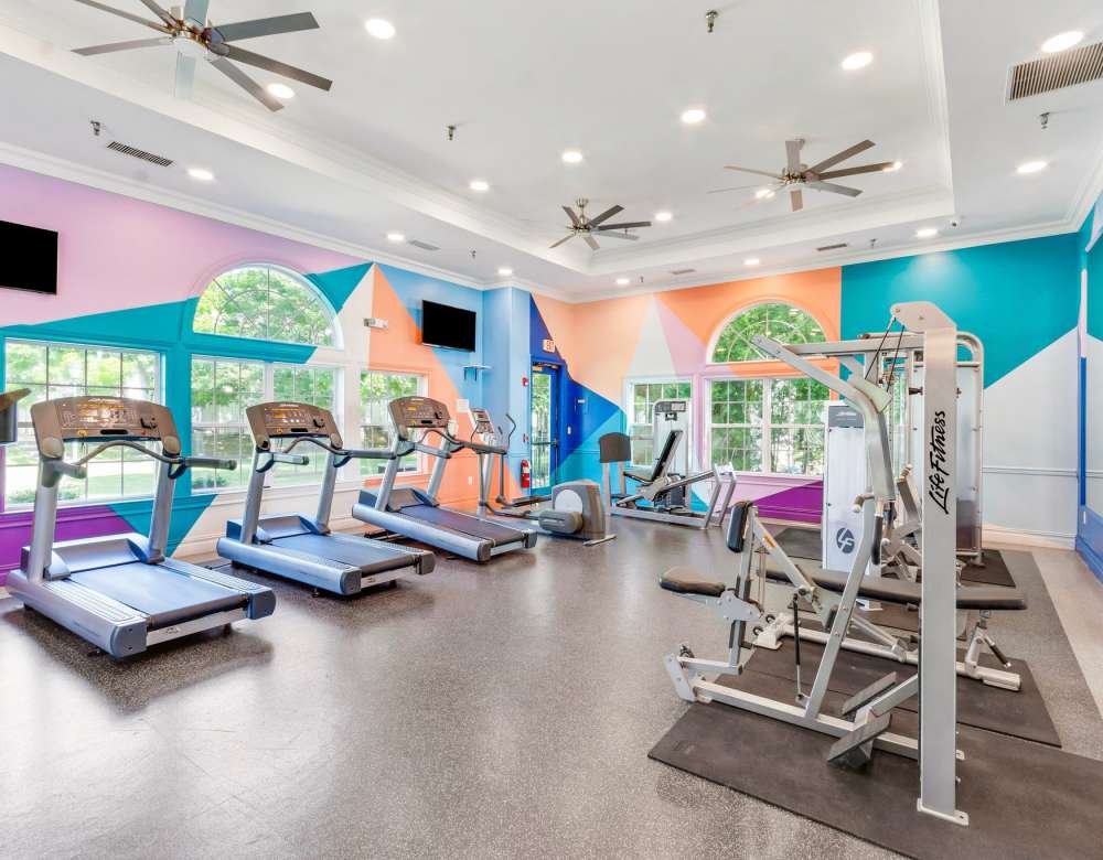 Fully equipped fitness center at Eagle Rock Apartments at Freehold in Freehold, New Jersey