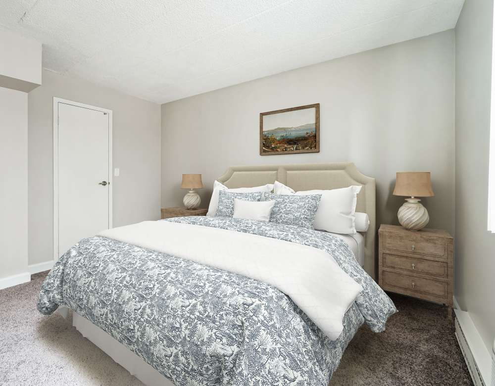 Comfortable bedrooms at Eagle Rock Apartments at MetroWest in Framingham, Massachusetts