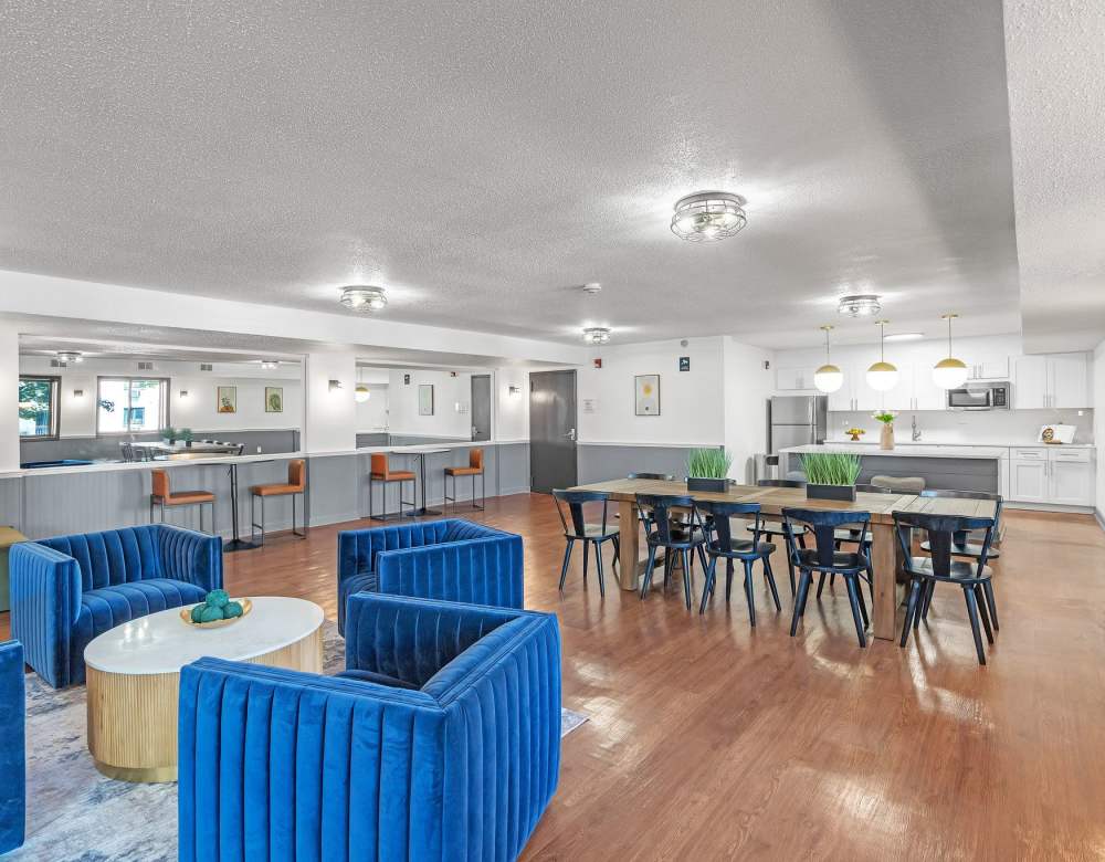 Community seating area at Eagle Rock Apartments at MetroWest in Framingham, Massachusetts