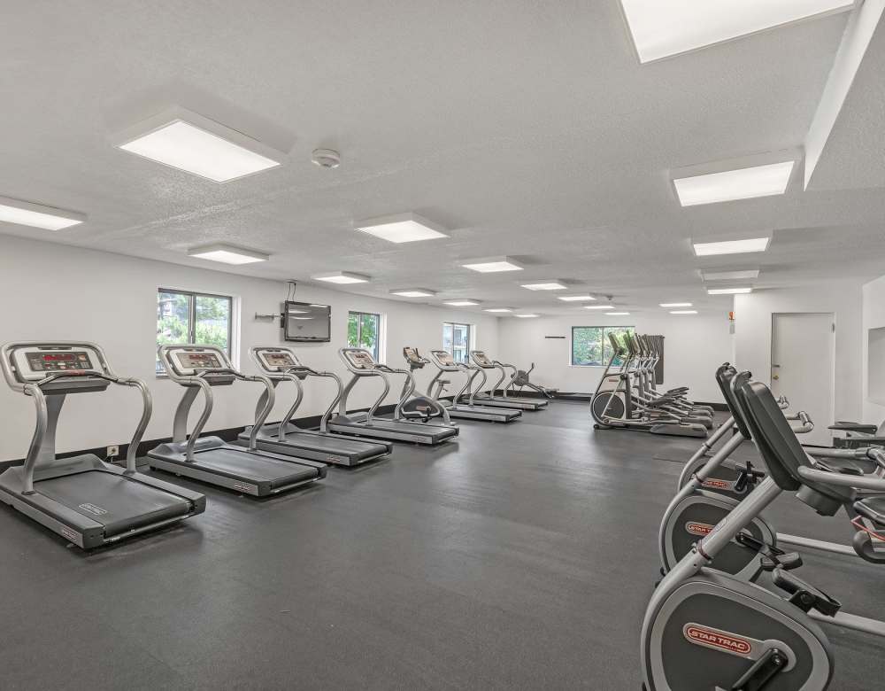 Fitness center at Eagle Rock Apartments at MetroWest in Framingham, Massachusetts