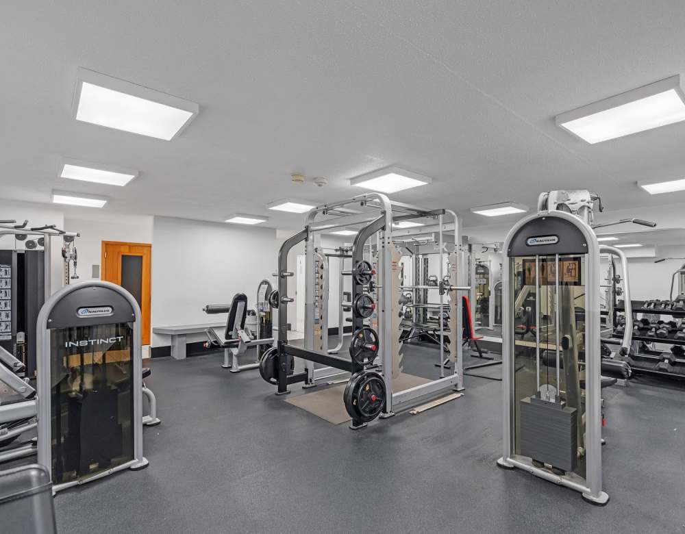 New community gym equipment at Eagle Rock Apartments at MetroWest in Framingham, Massachusetts