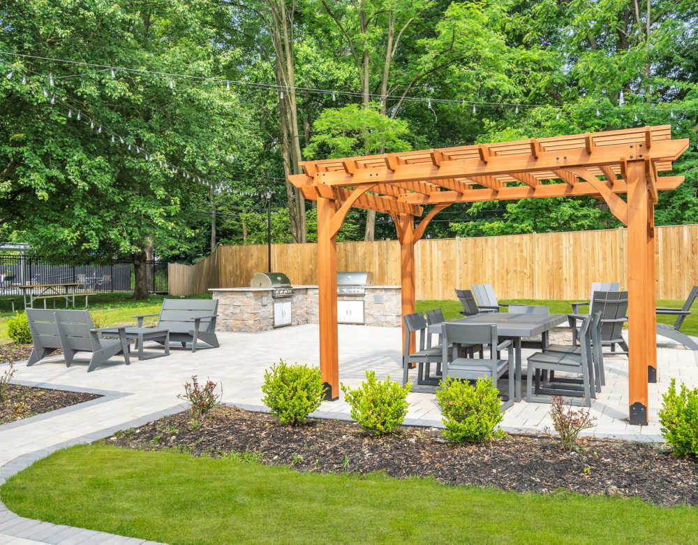 Seating area outside for residents at Eagle Rock Apartments at Bel Air North in Forest Hill, Maryland