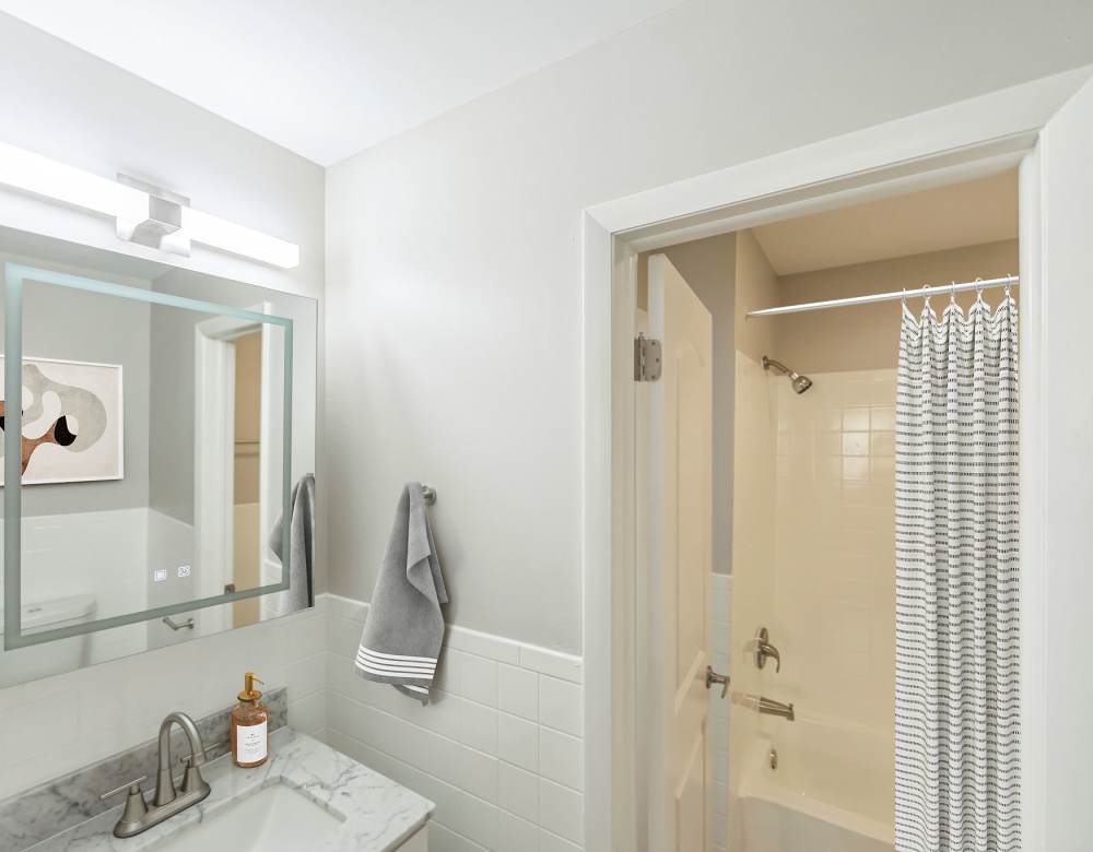 Bathroom with new appliances at Northway Eleven, An Eagle Rock Community in Ballston Lake, New York