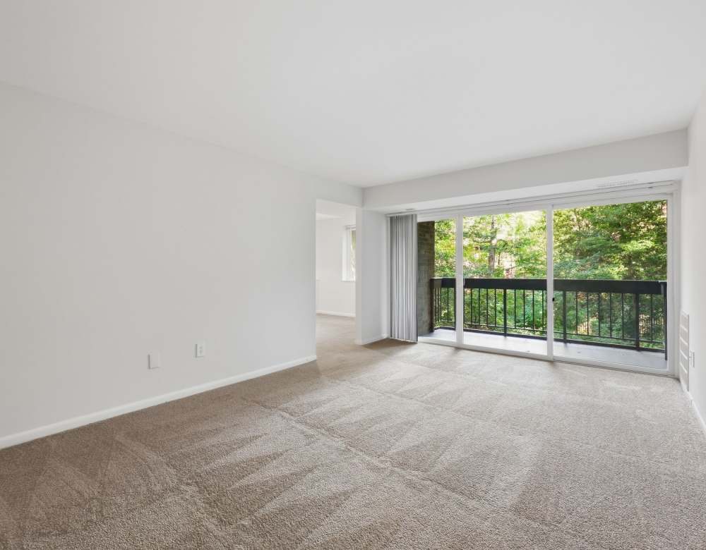 Spacious living area with natural light at Fairway Apartments in Reston, Virginia