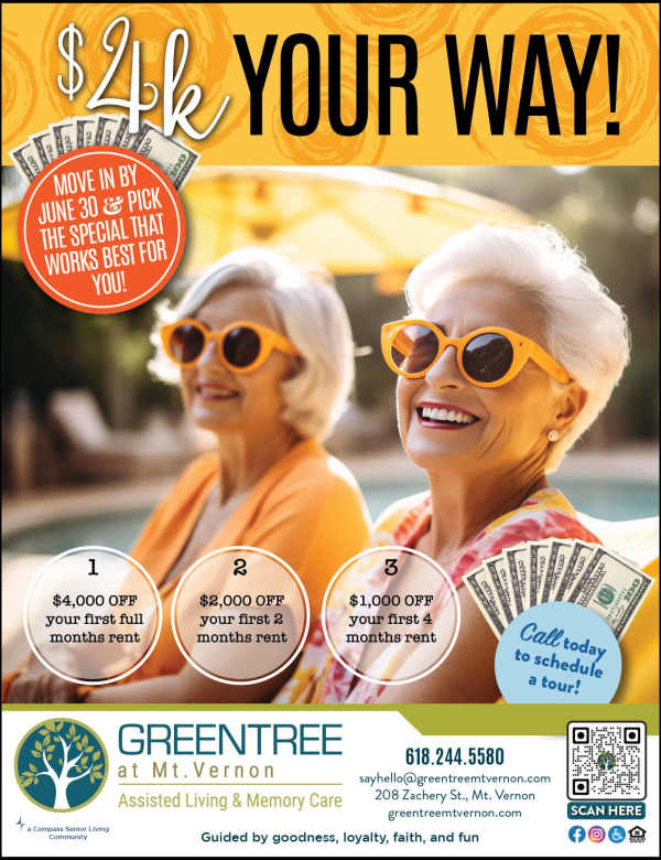 April Move In special Flyer at GreenTree at Mt. Vernon in Mt. Vernon, Illinois 