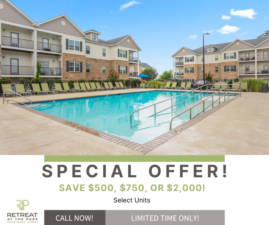Website special at Retreat at the Park in Burlington, North Carolina