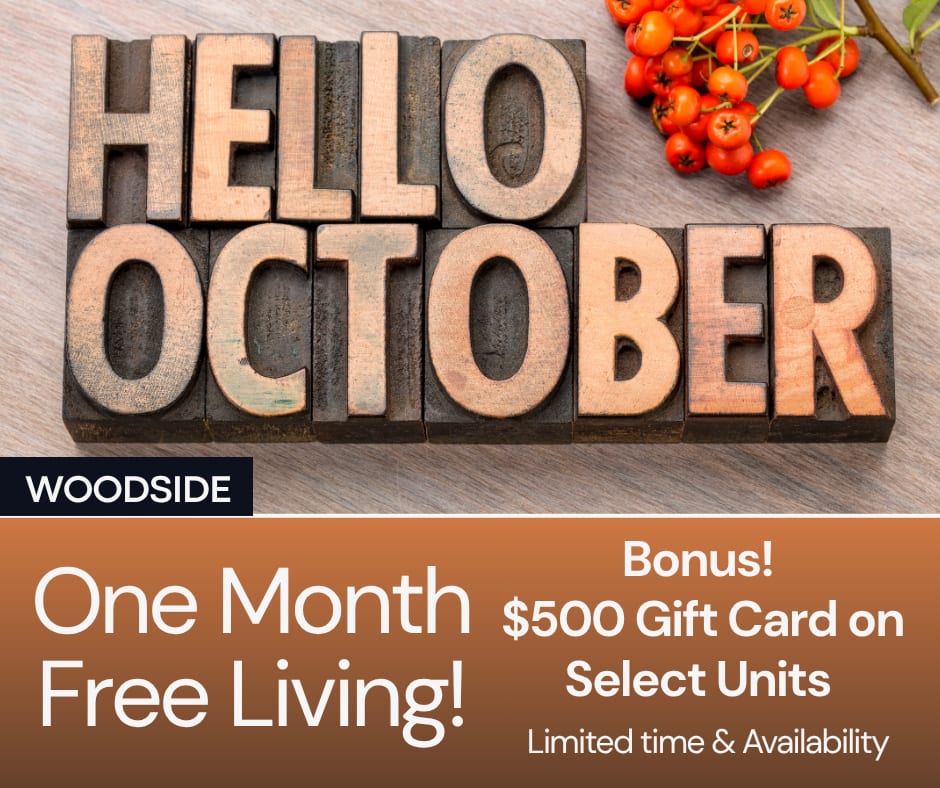 Woodside Flats One Month Freeon Select Units with a Bonus of $500 Gift Card ! **Discount applies after first full months rent.