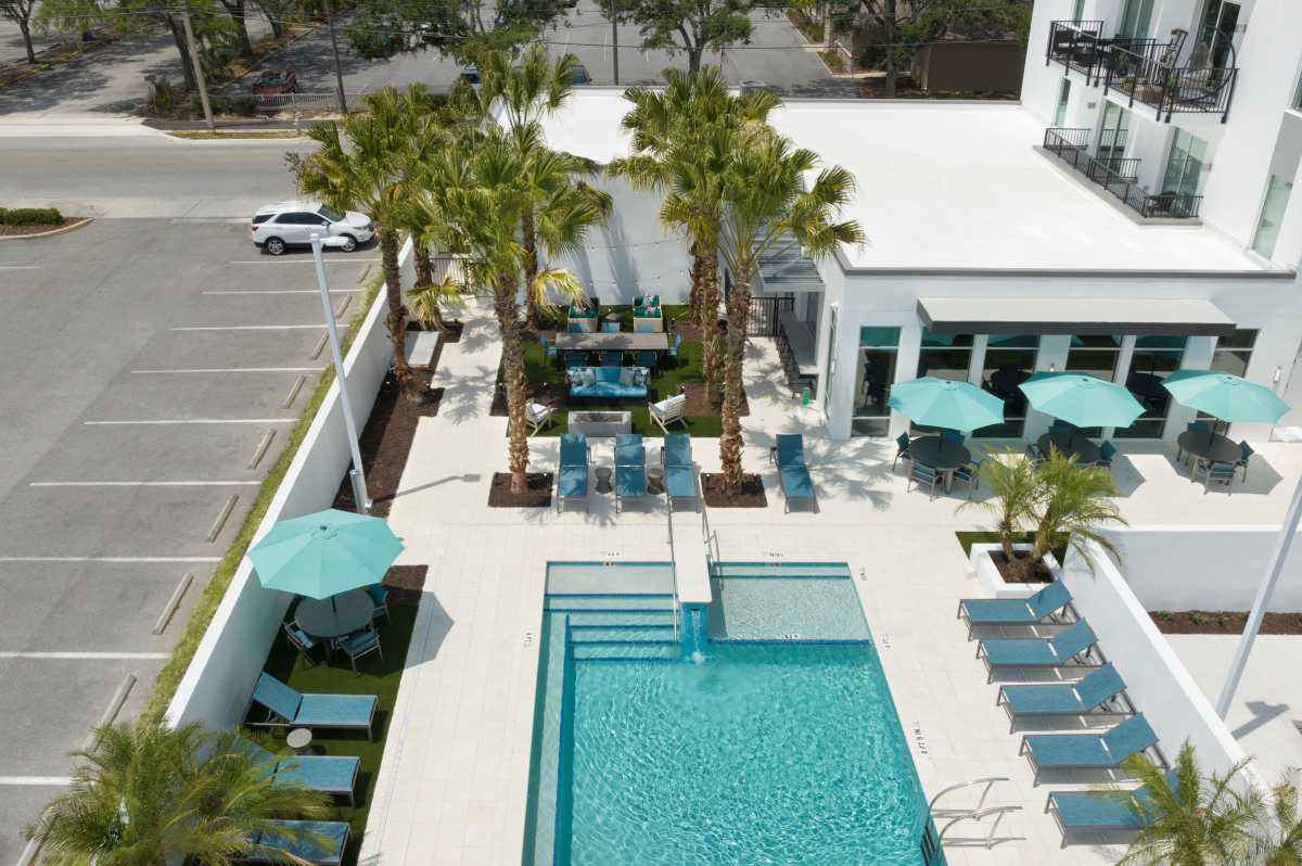 Top view of the swimming pool at RainDance in Winter Haven, Florida 
