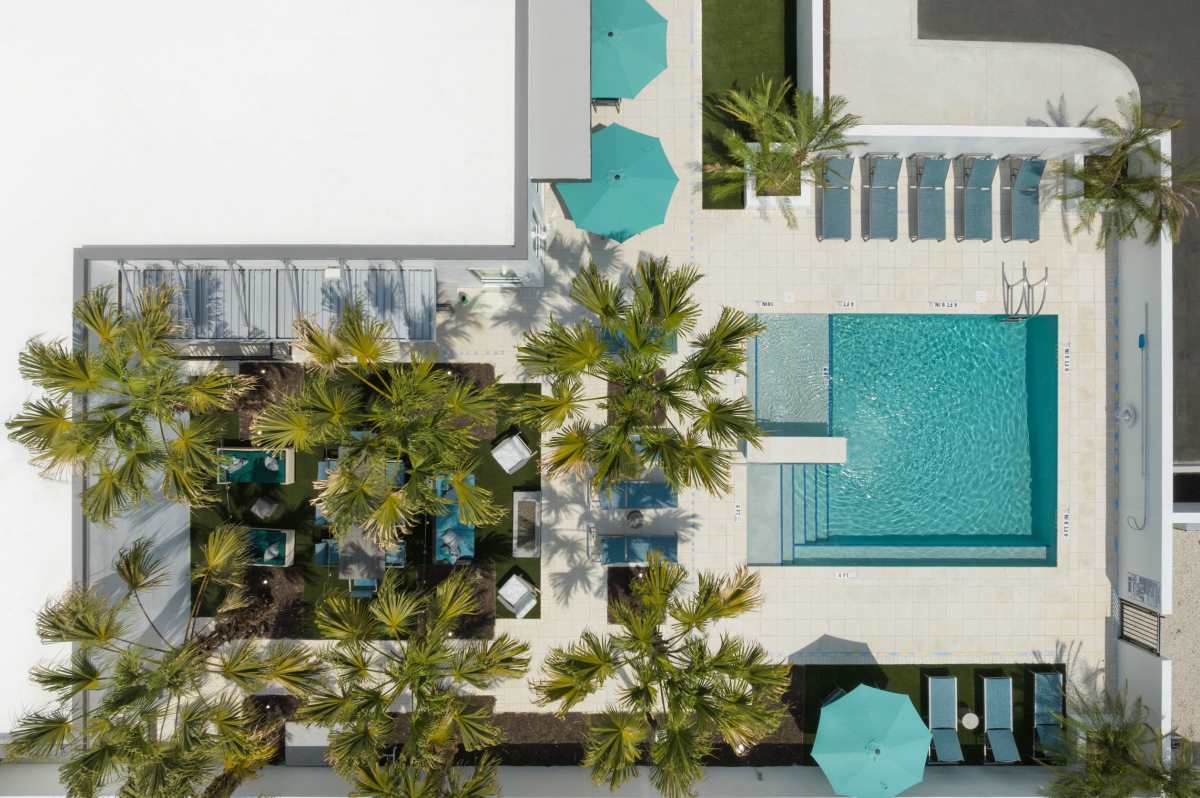 top view of the swimming pool at RainDance in Winter Haven, Florida 