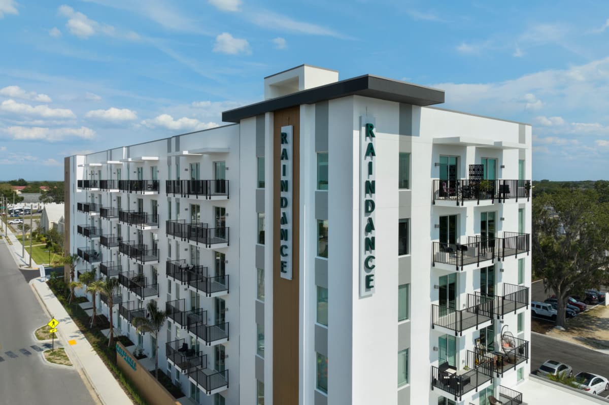 Aerial view of the building at RainDance in Winter Haven, Florida 