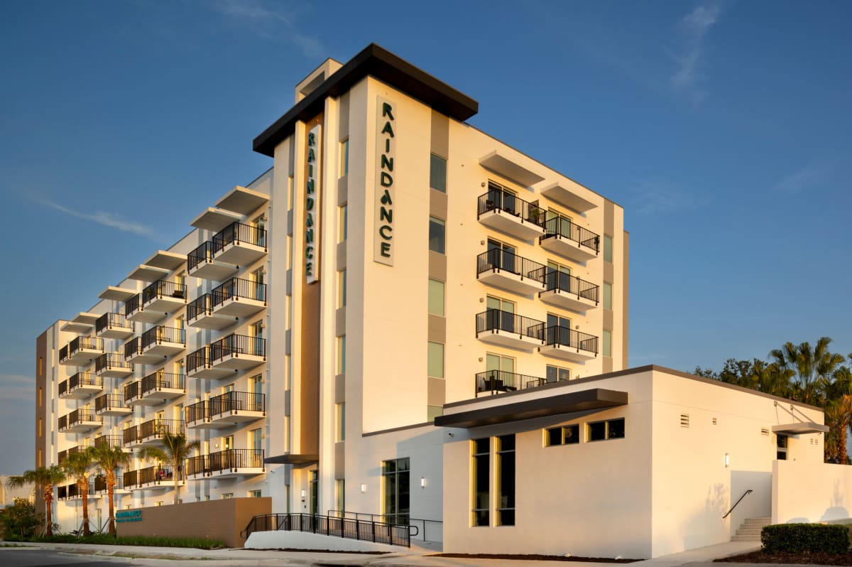 Exterior shot of the building at RainDance in Winter Haven, Florida 