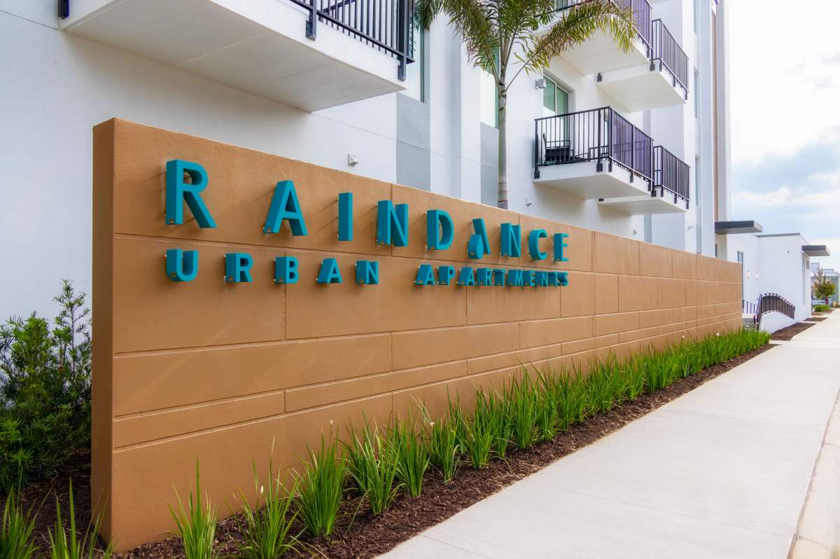 Exterior with the signboard at RainDance in Winter Haven, Florida 