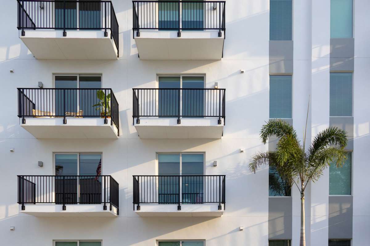 Building exterior with private balconies at RainDance in Winter Haven, Florida 