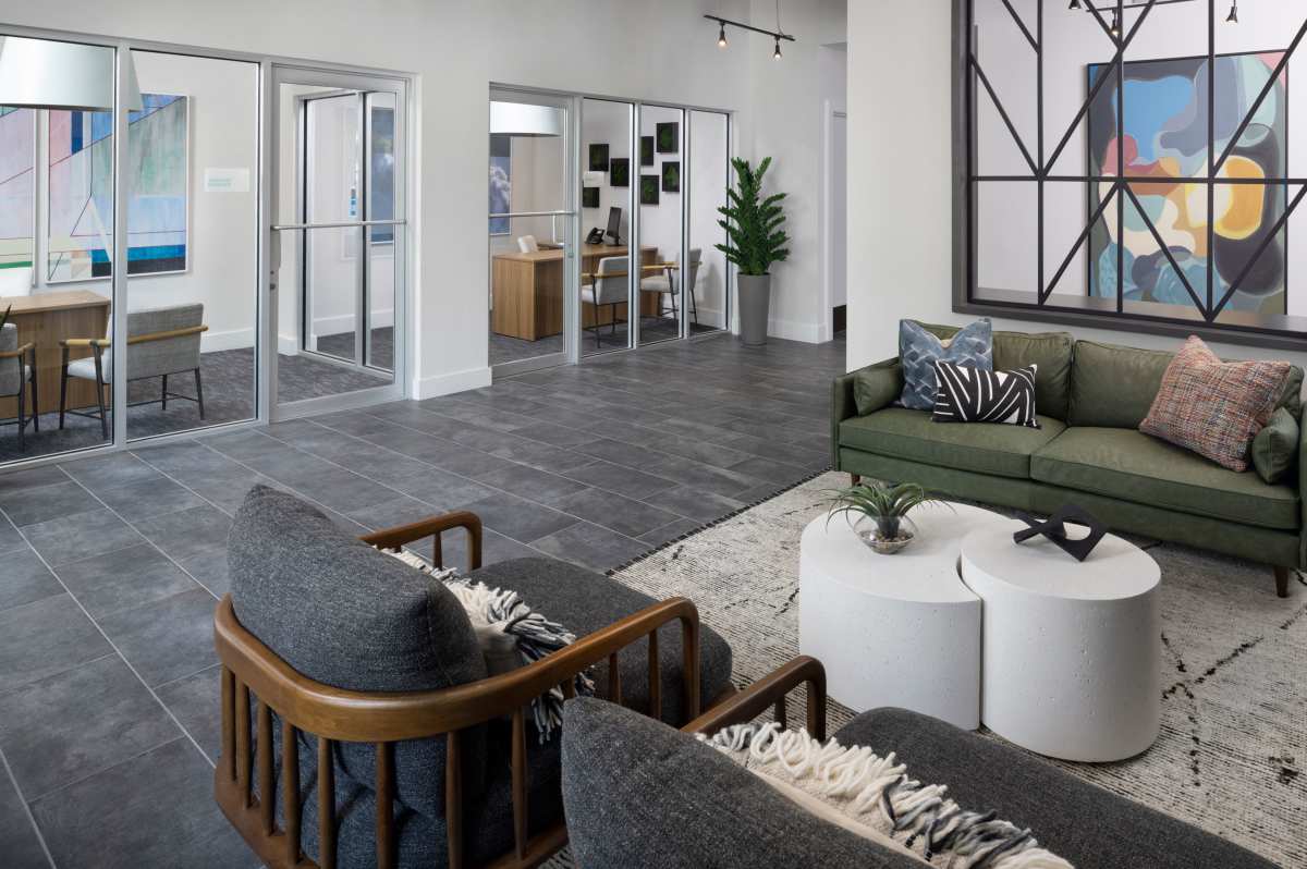 Community seating area at RainDance in Winter Haven, Florida 