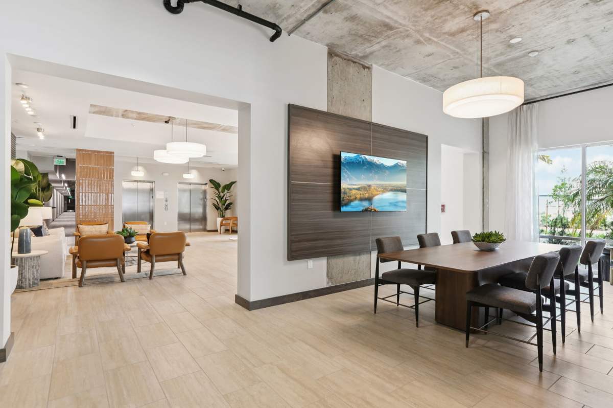 Clubhouse with wooden flooring at The Breeze in Winter Haven, Florida