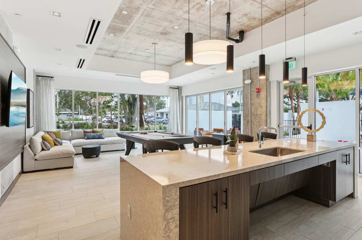 Clubhouse kitchen area at The Breeze in Winter Haven, Florida