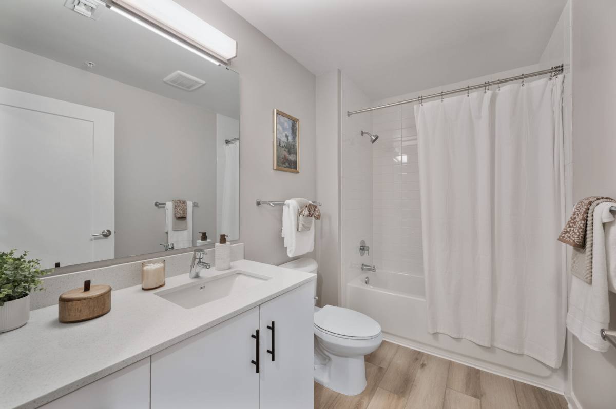 Bathroom with walk in shower at The Breeze in Winter Haven, Florida