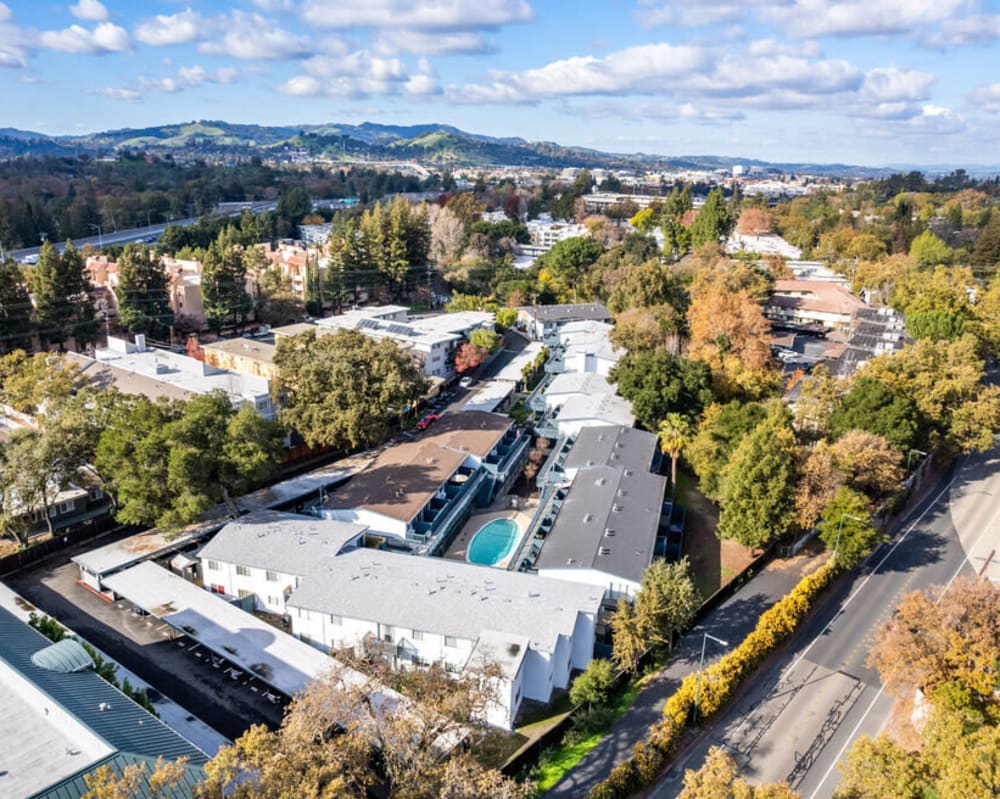Aerial view of the community at Creekside Terrace in Walnut Creek, California