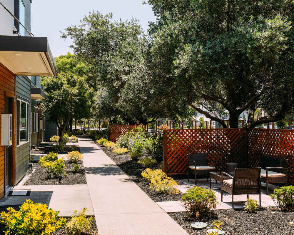 Outdoor patio area at Waterstone Terrace in Benicia, California