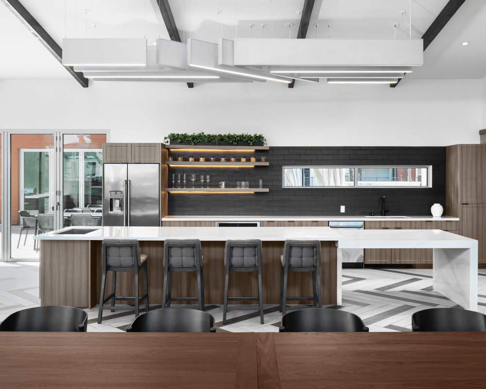 Community bar at SoCo Apartments in Napa, California