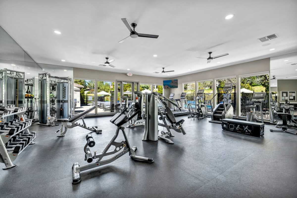 Well-equipped fitness center at Villas at D'Andrea Apartment Homes in Sparks, Nevada