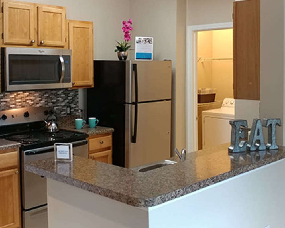 Modern kitchen at Heather Park Apartment Homes in Garner, NC