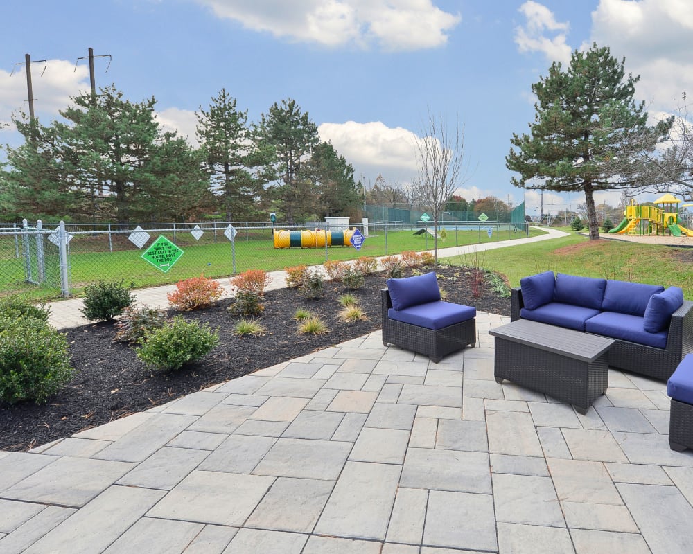 Outdoor Lounge & Dog Park at Abrams Run Apartment Homes in King of Prussia, Pennsylvania